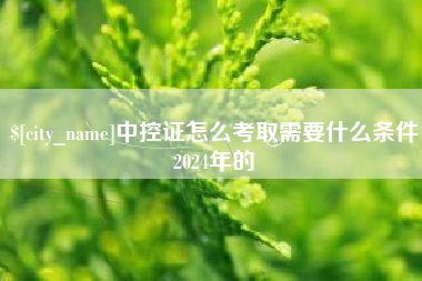 张家界中控证怎么考取需要什么条件2024年的